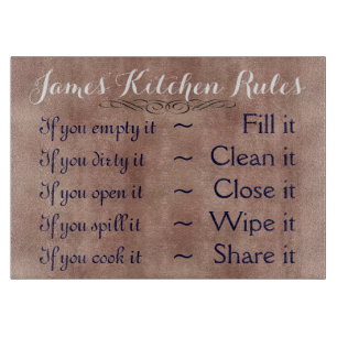 Personalized Kitchen Rules Cutting Board