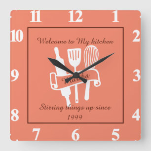Personalized kitchen square wall clock