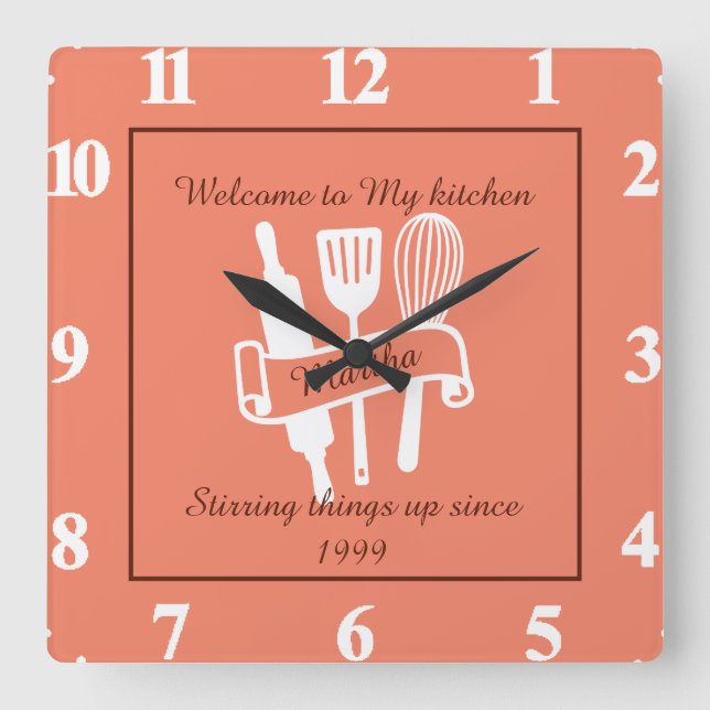 Personalized kitchen  square wall clock (Front)