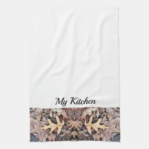 Personalized Kitchen Towel - Autumn Oak Leaves