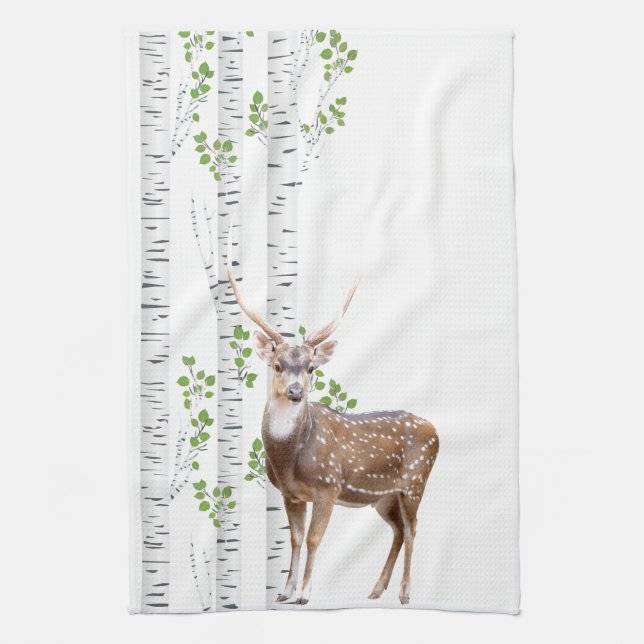 Personalized Kitchen Towel Deer Doe Buck Forest Wo (Vertical)
