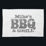 Personalized kitchen towel for BBQ party<br><div class="desc">Personalized kitchen towel for BBQ King / grill master. Vintage typography template design for outdoor cooking party. Make your own barbecue towel for chef dad,  father,  uncle,  grandpa,  husband,  brother,  men etc. Customizable colours. Cute fathers day gift idea.</div>