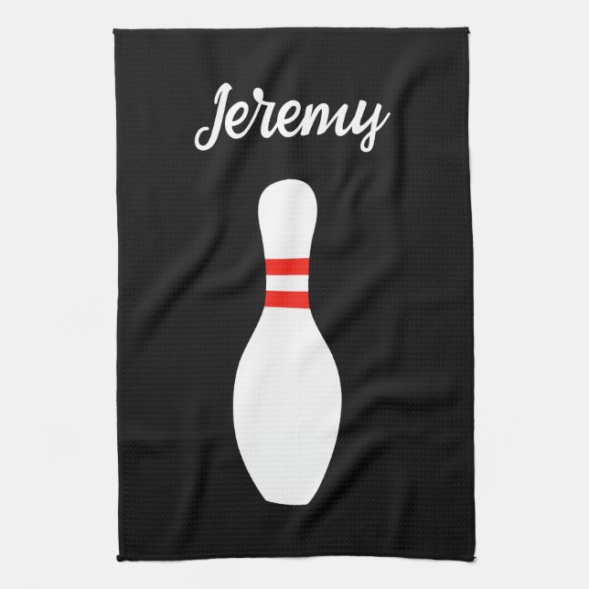 Personalized kitchen towel for bowling fans (Vertical)