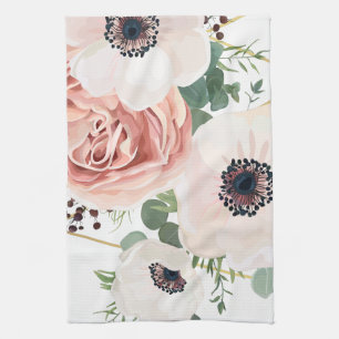 Personalized Kitchen Towel Geometric Garden Rose