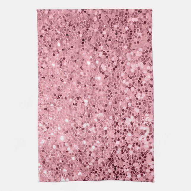Personalized Kitchen Towel Rose Gold Glitter (Vertical)