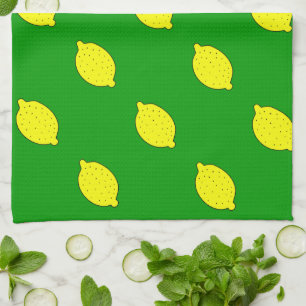 Personalized kitchen towel with yellow lemons