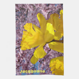 Personalized Kitchen towels Daffodils Flowers