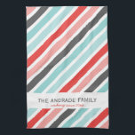 Personalized Kitchen Towels with Stripe Patterns<br><div class="desc">Cheerful hand towel designs with stripes pattern and custom family names, great to brighten any kitchen décor. The bright and happy kitchen towel design, by red_dress, features thick diagonal stripes printed on a white background - red, blue and pink tones - and the words "The Andrade Family - Cooking since......</div>