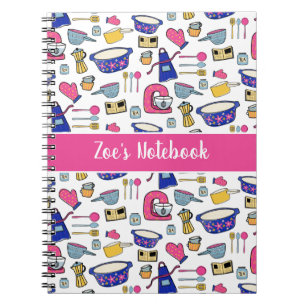 Personalized Kitchen Utensils Pattern Name Notebook
