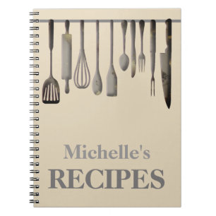 Personalized kitchen utensils recipe notebook