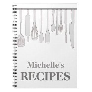 Personalized kitchen utensils recipe notebook