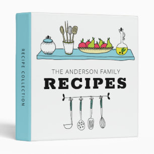 Personalized Kitchen Utensils Shelf Family Recipe Binder