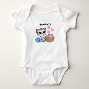  Personalized Kitten & Yarn Baby Bodysuit