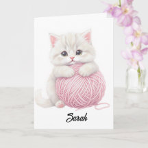 Personalized | Kitten Yarn Play Time Card