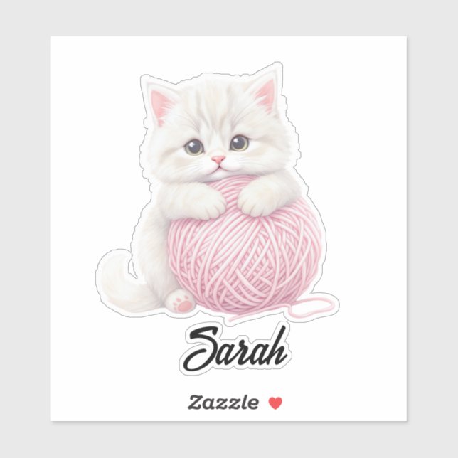 Personalized | Kitten Yarn Play Time Sticker (Sheet)
