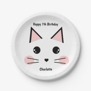 Personalized Kitty Cat Paper Plate