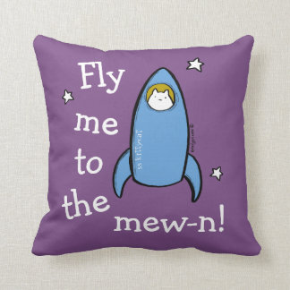 Personalized Kitty Cat Space Rocket Adventures. Throw Pillow