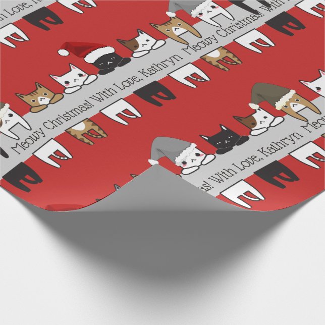 Personalized Kitty Cats Holiday Wrapping Paper (Corner)