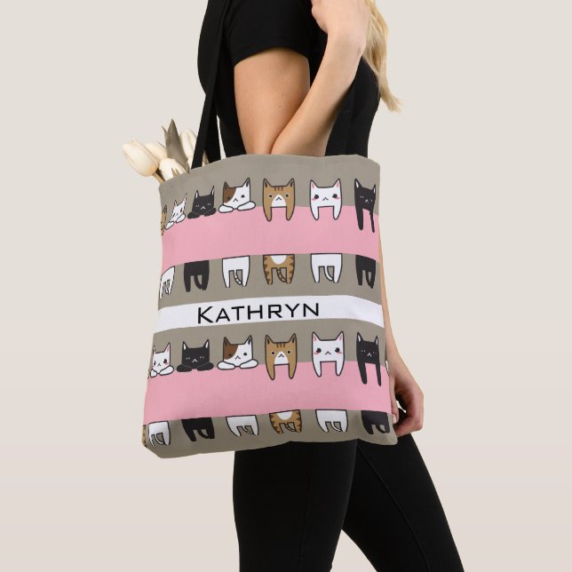 Personalized Kitty Cats Tote Bag (Close Up)