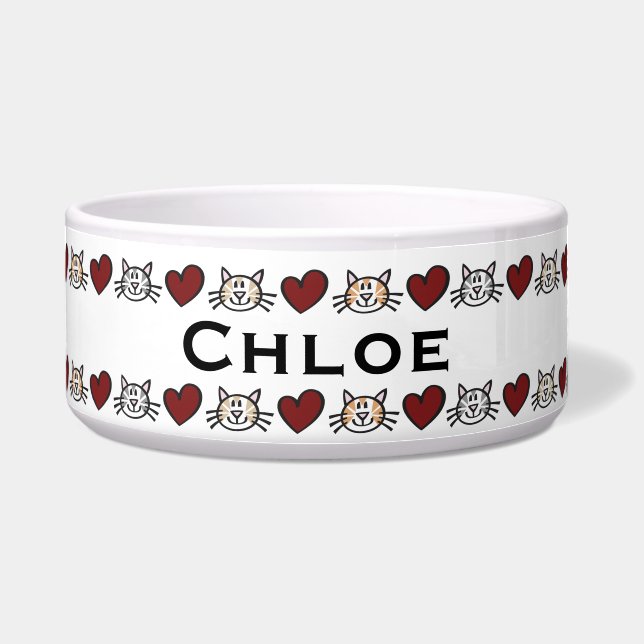 Personalized Kitty Love Pet Feed Bowl (Front)