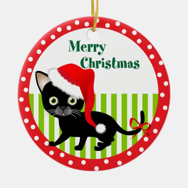 Personalized Kitty's Merry Christmas Ornament (Front)
