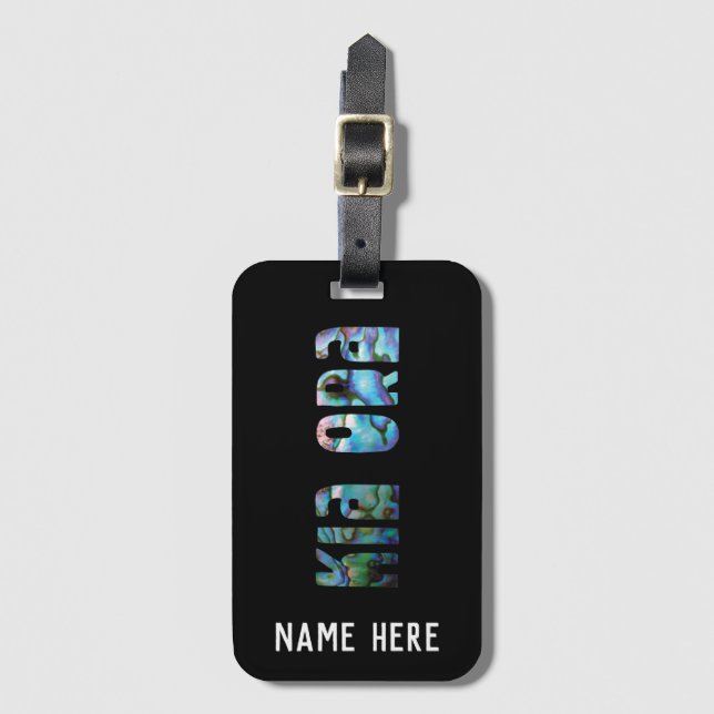 PERSONALIZED KIWI GREETING PAUA LUGGAGE TAG (Front Vertical)