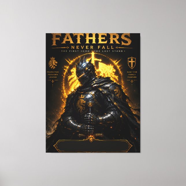 Personalized Knight Father Canvas Wall Art (Front)