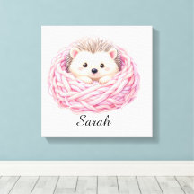 Personalized Knitted Hedgehog Canvas