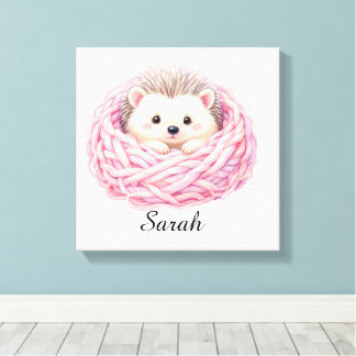 Personalized Knitted Hedgehog Canvas Print