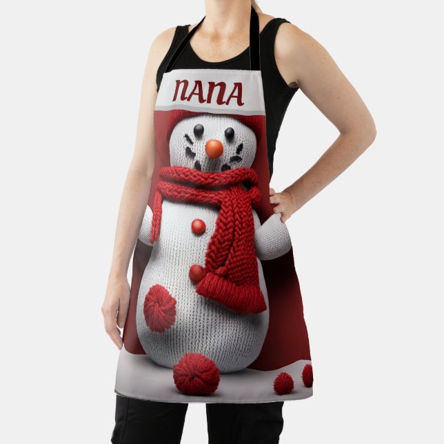 Personalized knitted snowman apron (Insitu)