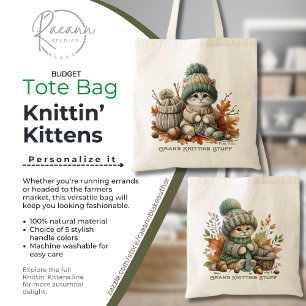 Personalized Knittin' Kittens Budget Tote Bag