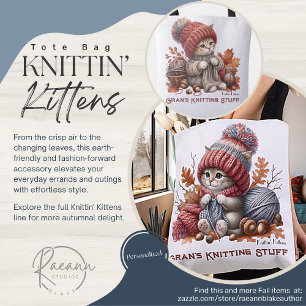 Personalized Knittin' Kittens Tote Bag