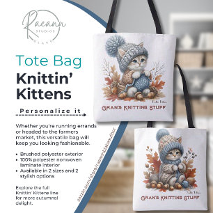 Personalized Knittin' Kittens Tote Bag