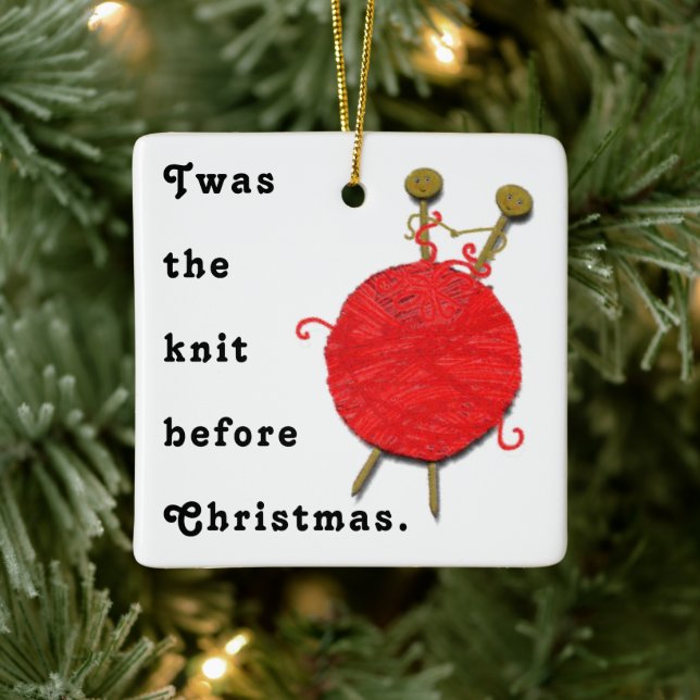 personalized knitting ceramic ornament (Tree)