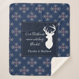 Personalized Knitting Pattern Christmas Holiday Sherpa Blanket