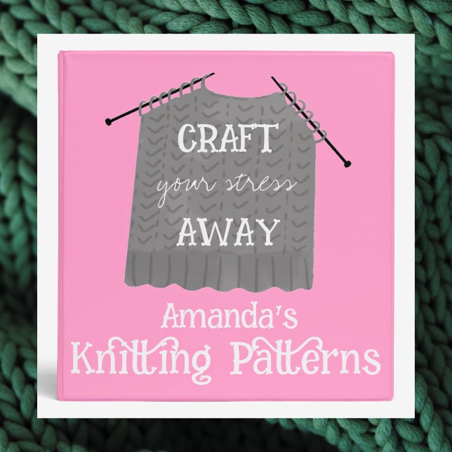 Personalized Knitting Patterns Barbiecore Pink Binder (Personalized Knitting Patterns Pink 3 Ring Binder)