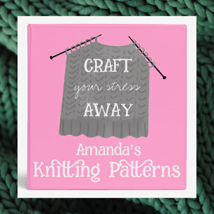 Personalized Knitting Patterns Pink Binder