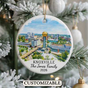 Personalized Knoxville Ornament, Custom Tennessee Ceramic Ornament