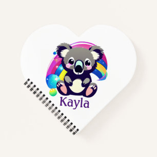 Personalized Koala Bear and Rainbow Notebook