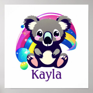 Personalized Koala Bear and Rainbow Poster