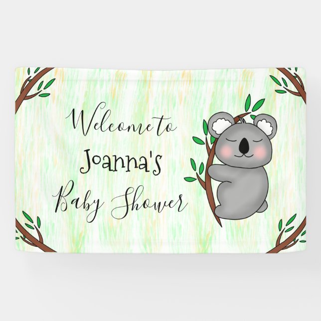 Personalized Koala Bear Baby Shower Banner (Horizontal)