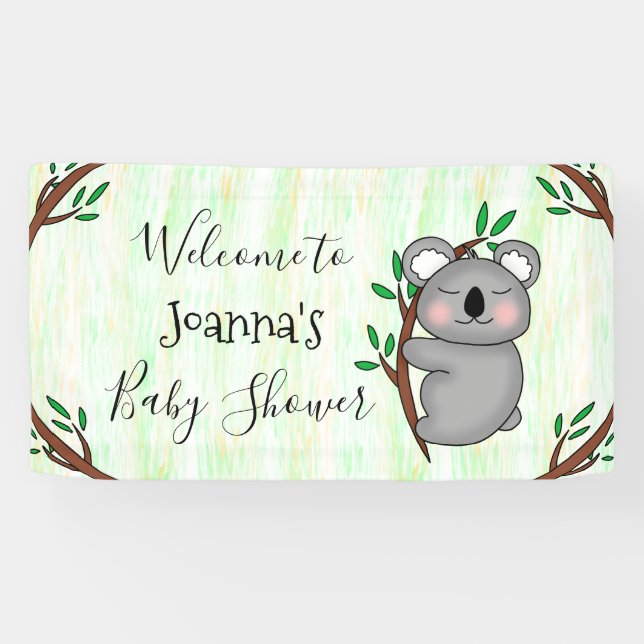 Personalized Koala Bear Baby Shower Banner (Horizontal)