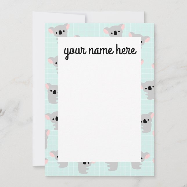 Personalized Koala Bear Notecards (Front)