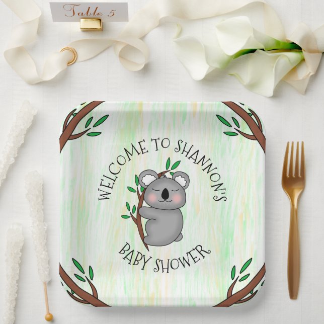 Personalized Koala Bear Themed Baby Shower Paper Plate (Wedding)