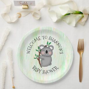 Personalized Koala Bear Themed Baby Shower Paper Plate
