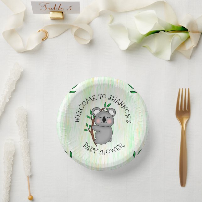 Personalized Koala Bear Themed Baby Shower Paper Plate (Wedding)