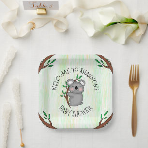 Personalized Koala Bear Themed Baby Shower Paper Plate