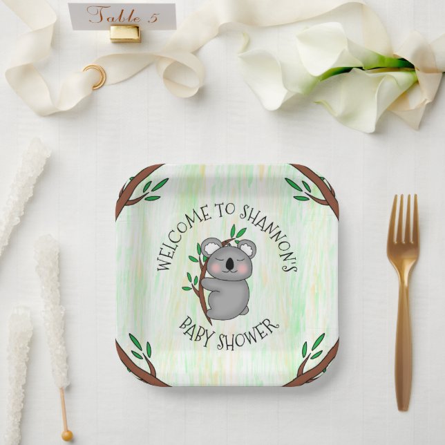 Personalized Koala Bear Themed Baby Shower Paper Plate (Wedding)