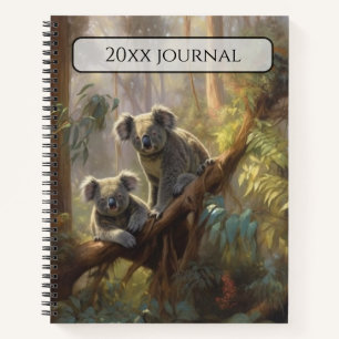 Personalized Koala Eucalyptus Forest Antique Style Notebook