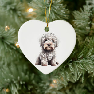 Personalized Komondor Puppy Ceramic Ornament